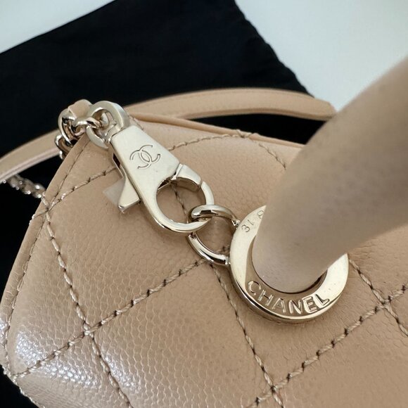 Chanel Beige Flap Bag with Top Handle - Picture 5 of 8